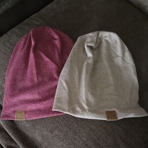 F&S Pink and Gray Beanie Duo